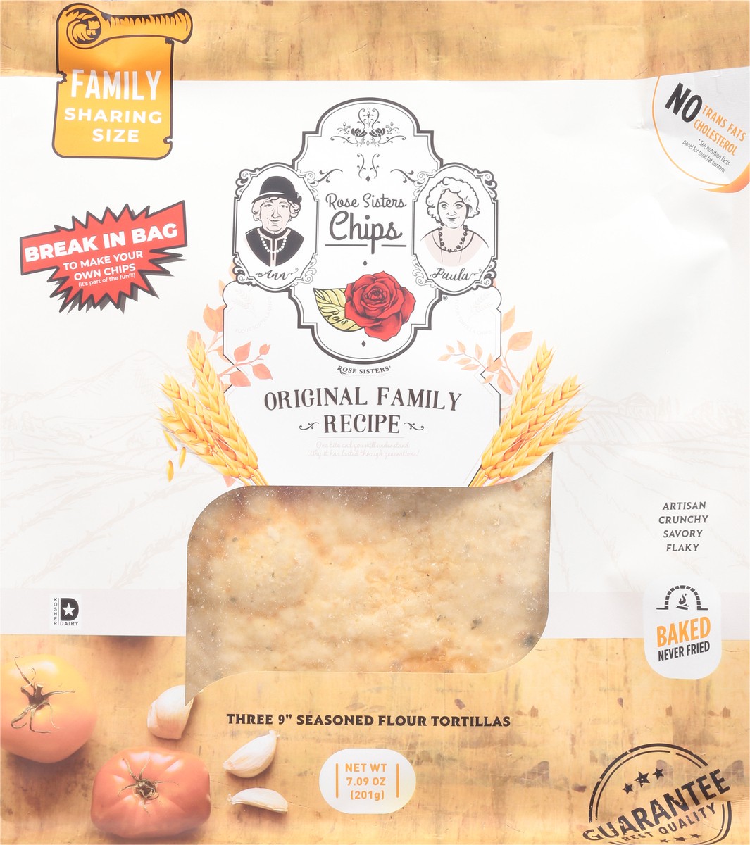 slide 4 of 9, Rose Sisters Chips 9 Inch Seasoned Original Family Recipe Flour Tortillas Family Sharing Size 3 ea, 3 ct