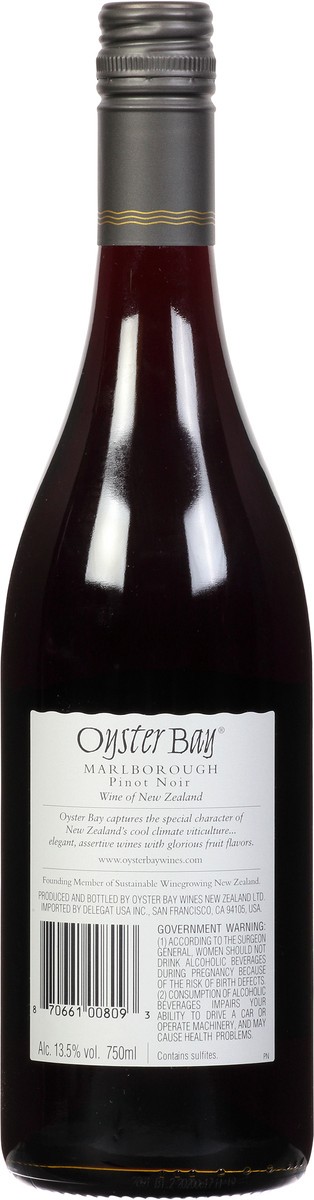 slide 9 of 9, Oyster Bay Pinot Noir Red Wine, 750 ml