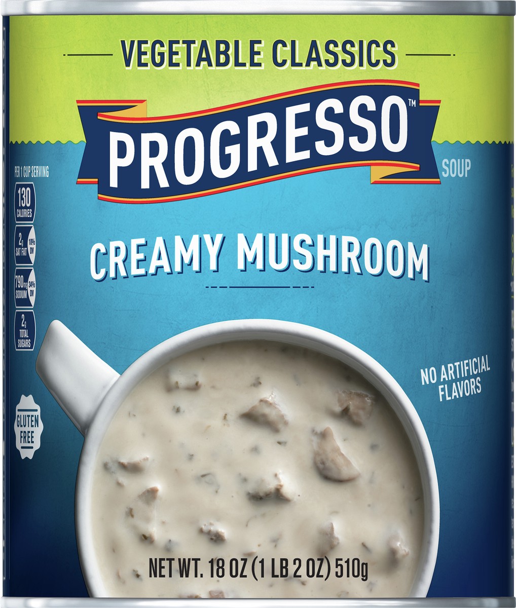 slide 8 of 9, Progresso Vegetable Classics, Creamy Mushroom Canned Soup, Gluten Free, 18 oz., 18 oz