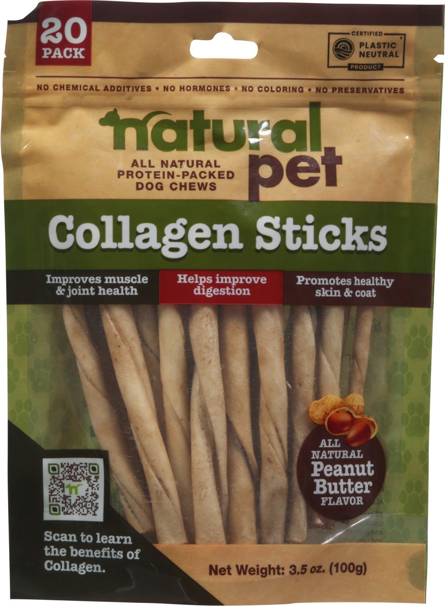 slide 4 of 9, Natural Pet Collagen Sticks Peanut Butter Flavor Dog Chews 20 ea, 20 ct