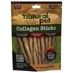 Natural Pet Collagen Sticks Peanut Butter Flavor Dog Chews 20 ea