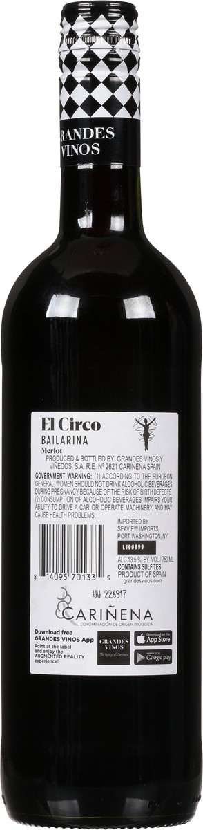 slide 3 of 9, Grande Vinos Merlot, El Circo, 750 ml