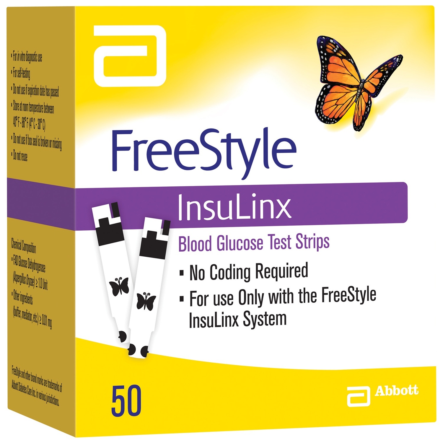 slide 1 of 1, FreeStyle Insulinx Strips Blood Glucose Test Strips, 50 ct