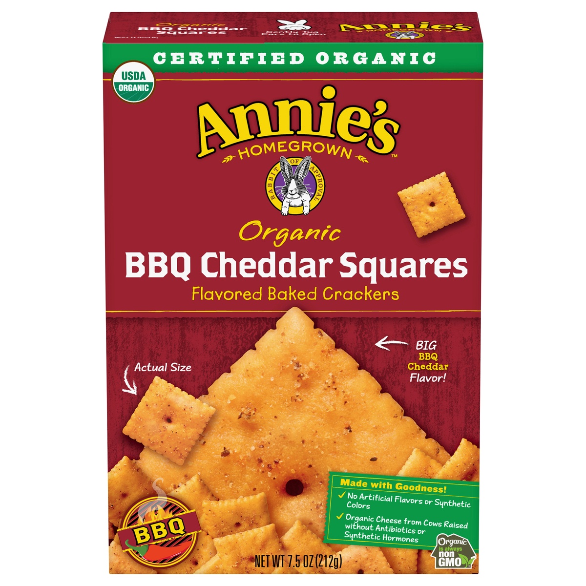 slide 1 of 1, Annie's BBQ Cheddar Squares, 7.5 oz