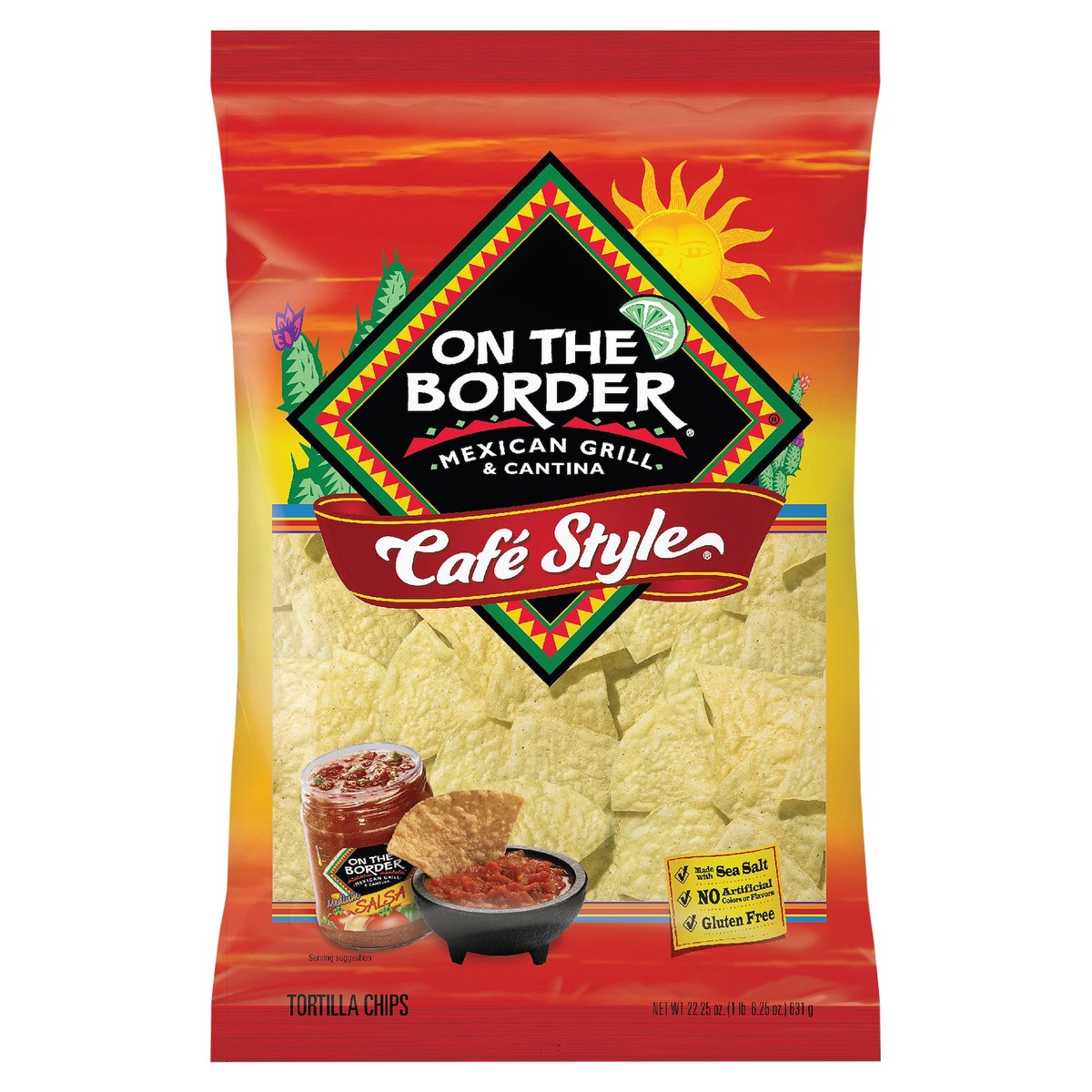 slide 3 of 12, On The Border 22.25 oz On The Border Café Style Tortilla Chips, 22.25 oz