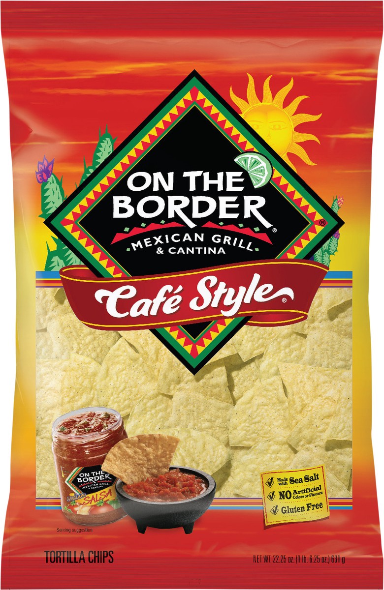 slide 9 of 12, On The Border 22.25 oz On The Border Café Style Tortilla Chips, 22.25 oz