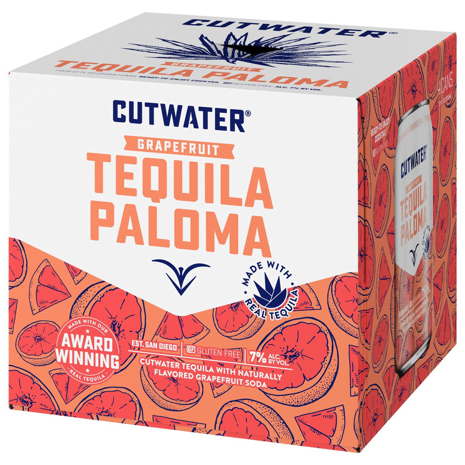slide 3 of 27, Cutwater Spirits Grapefruit Tequila Paloma Cocktail  4 pk / 12 fl oz Cans, 4 ct; 12 fl oz