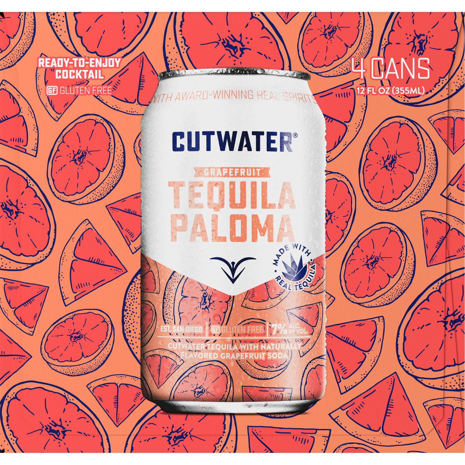 slide 2 of 27, Cutwater Spirits Grapefruit Tequila Paloma Cocktail  4 pk / 12 fl oz Cans, 4 ct; 12 fl oz