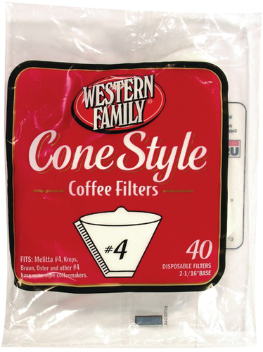 slide 1 of 1, Western Family #4 Cone Coffee Filters - 40 ct, 40 ct