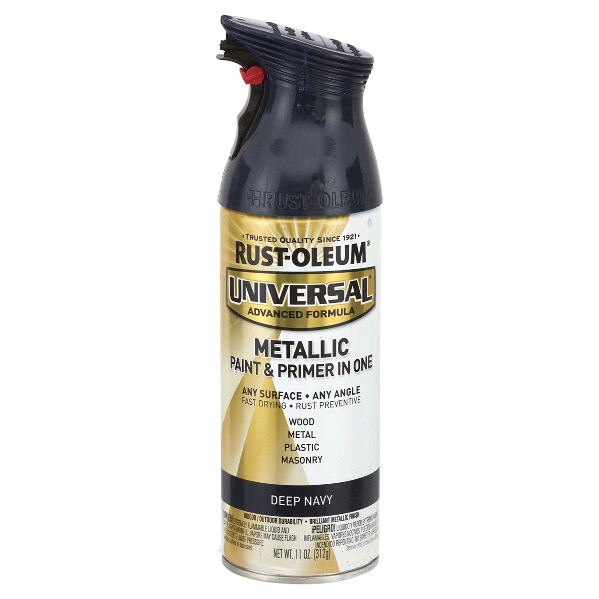 slide 1 of 1, Rust-Oleum Universal Metallic Paint & Primer in One Spray Paint - 331281, Navy, 11 oz