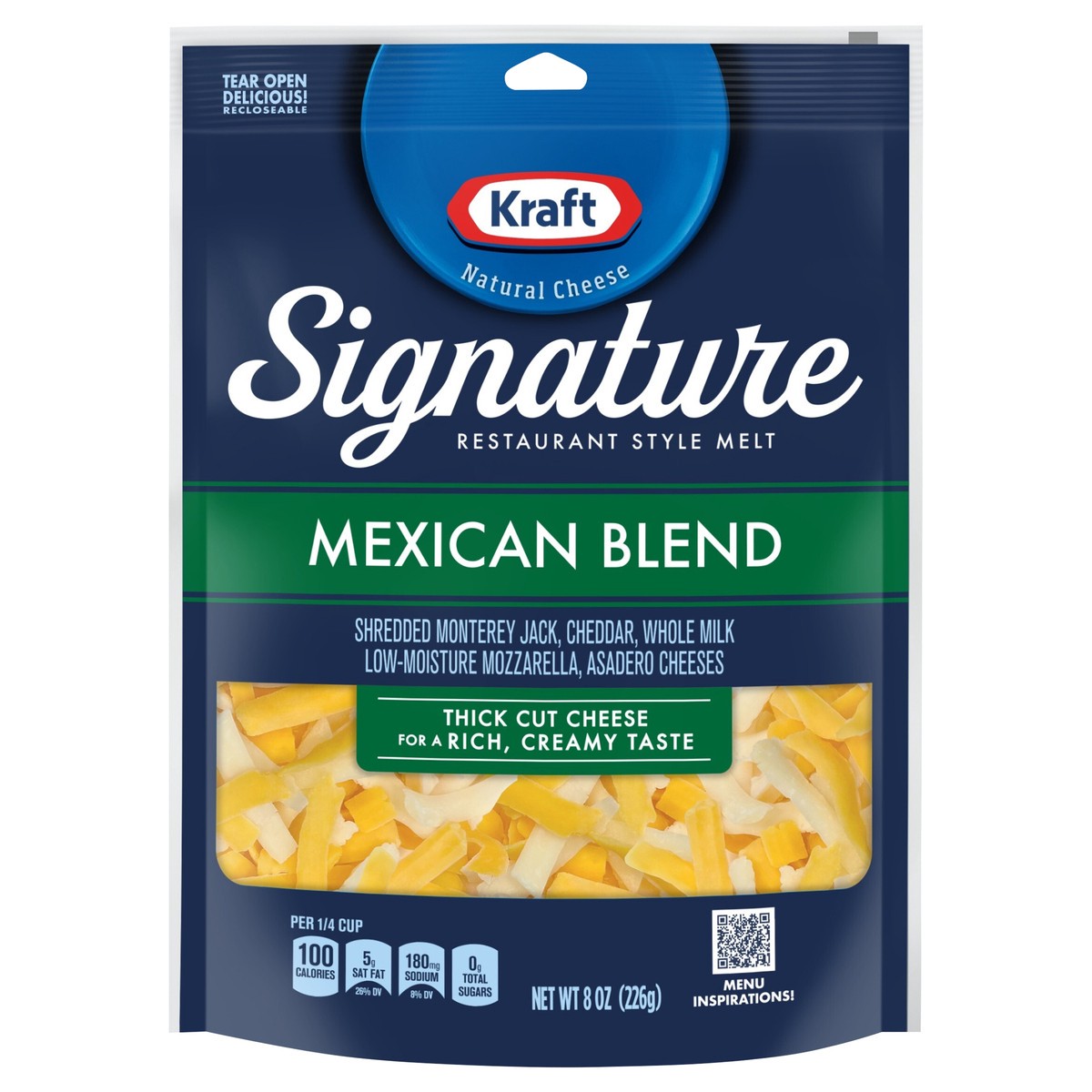 slide 1 of 3, Kraft Signature Mexican Blend 8 oz, 8 oz