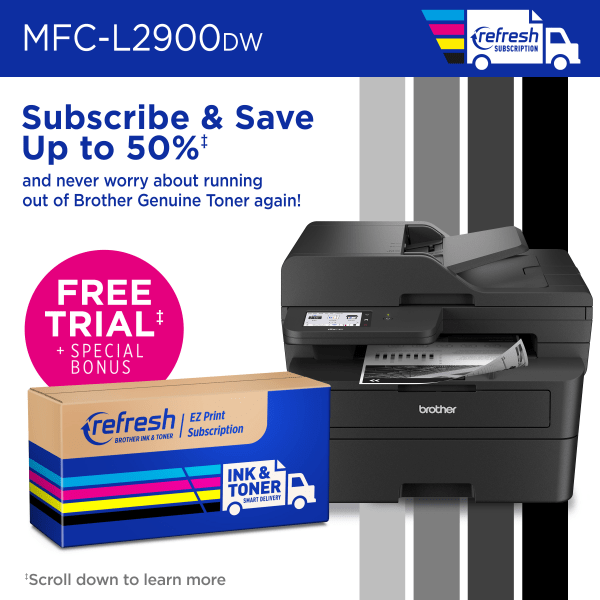 slide 5 of 8, Brother Mfc-L2900Dw Wireless Compact Monochrome All-In-One Laser Printer With With Single-Pass Duplex Copy And Scan, Refresh Ez Print Eligibility, 1 ct