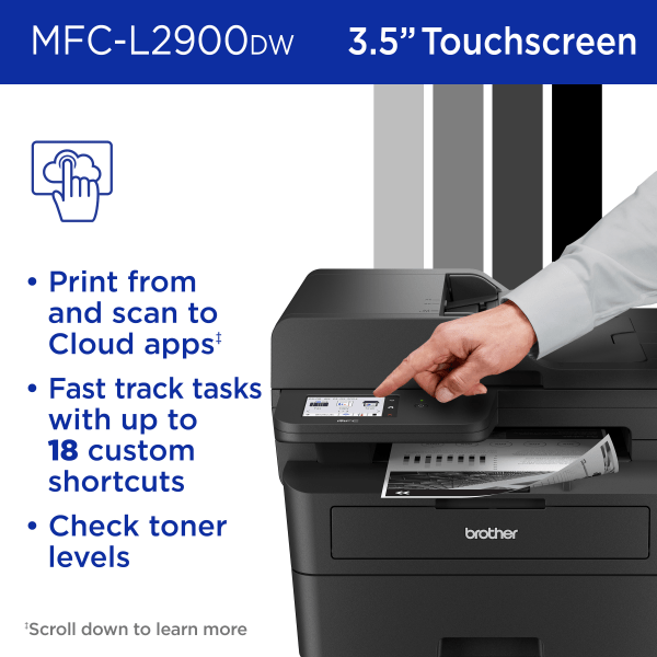 slide 2 of 8, Brother Mfc-L2900Dw Wireless Compact Monochrome All-In-One Laser Printer With With Single-Pass Duplex Copy And Scan, Refresh Ez Print Eligibility, 1 ct