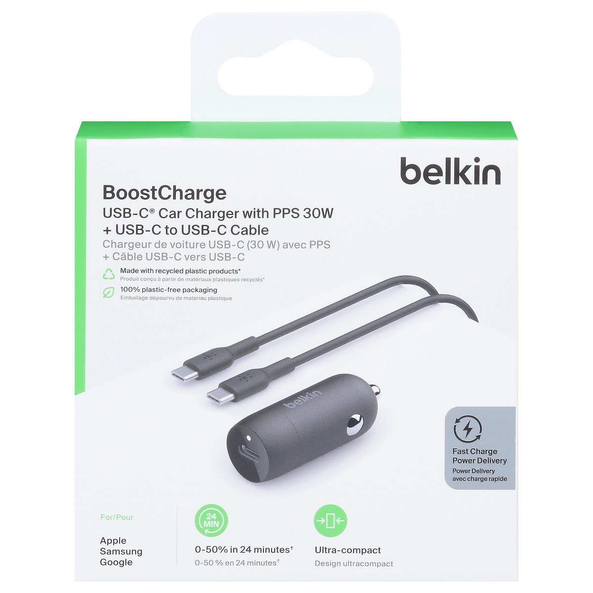 slide 3 of 4, Belkin BoostCharge 30 W USB-C Car Charger with PPS 1 ea, 1 ct