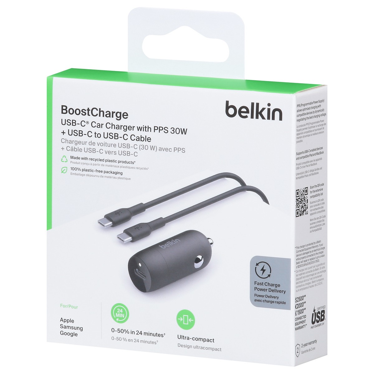 slide 2 of 4, Belkin BoostCharge 30 W USB-C Car Charger with PPS 1 ea, 1 ct