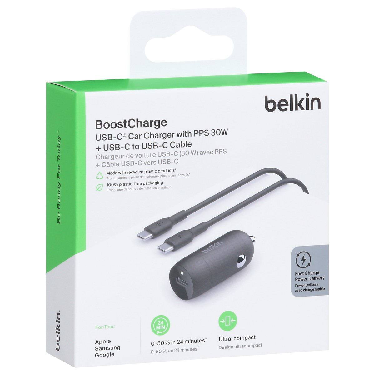 slide 4 of 4, Belkin BoostCharge 30 W USB-C Car Charger with PPS 1 ea, 1 ct