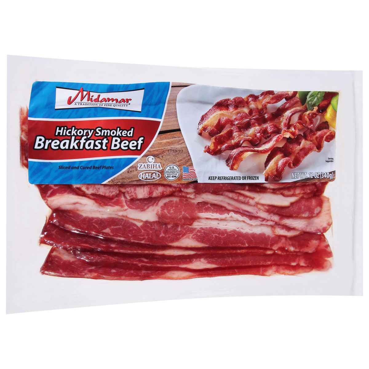 slide 3 of 4, Midamar Beef Breakfast Smoked Halal, 12 oz
