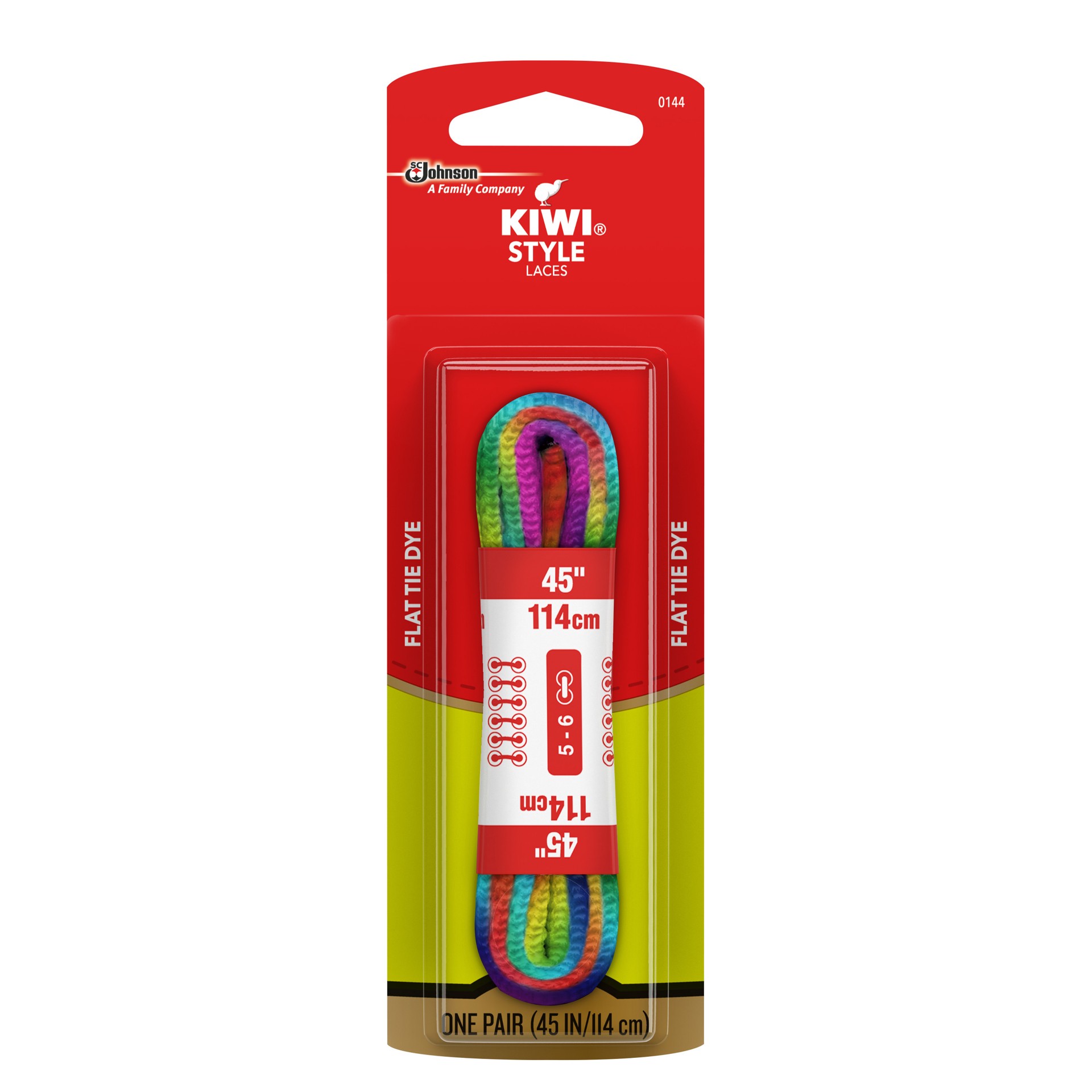 slide 1 of 4, Kiwi Style 45 Inch Flat Tie Dye Laces Pair - Each, 45 in