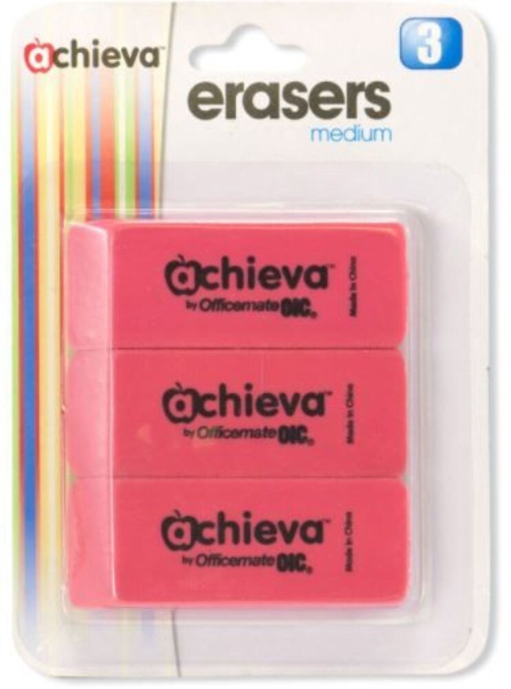 slide 1 of 4, Achieva Erasers 3 ea, 3 ct