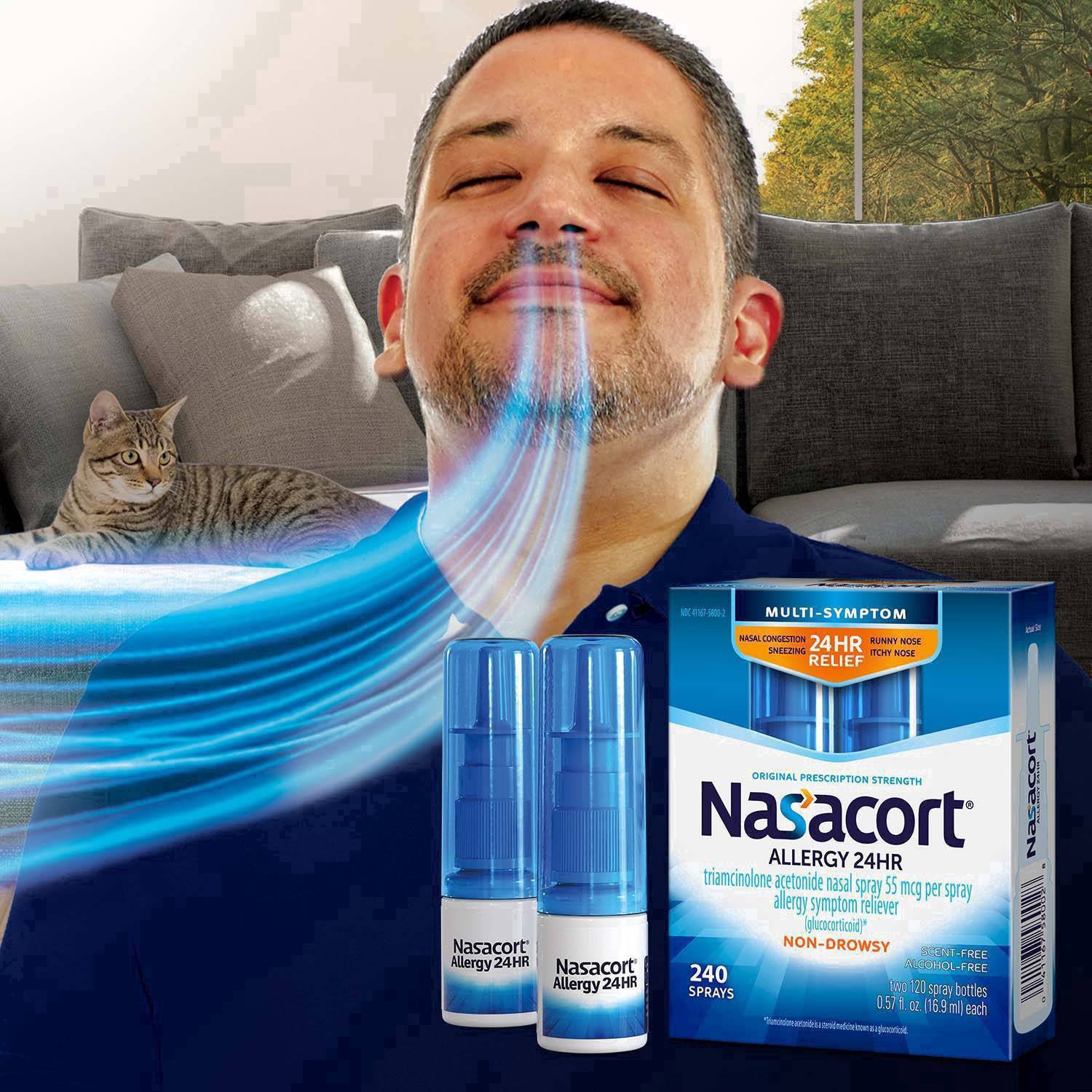 slide 19 of 62, Nasacort Allergy Relief Spray - Triamcinolone Acetonide - 1.14 fl oz, 0.57 fl oz