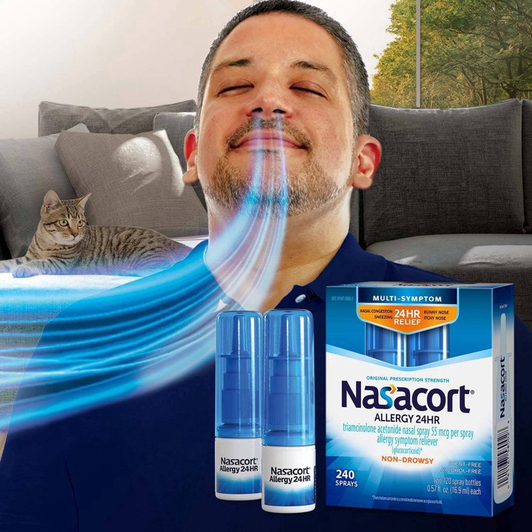 slide 39 of 62, Nasacort Allergy Relief Spray - Triamcinolone Acetonide - 1.14 fl oz, 0.57 fl oz