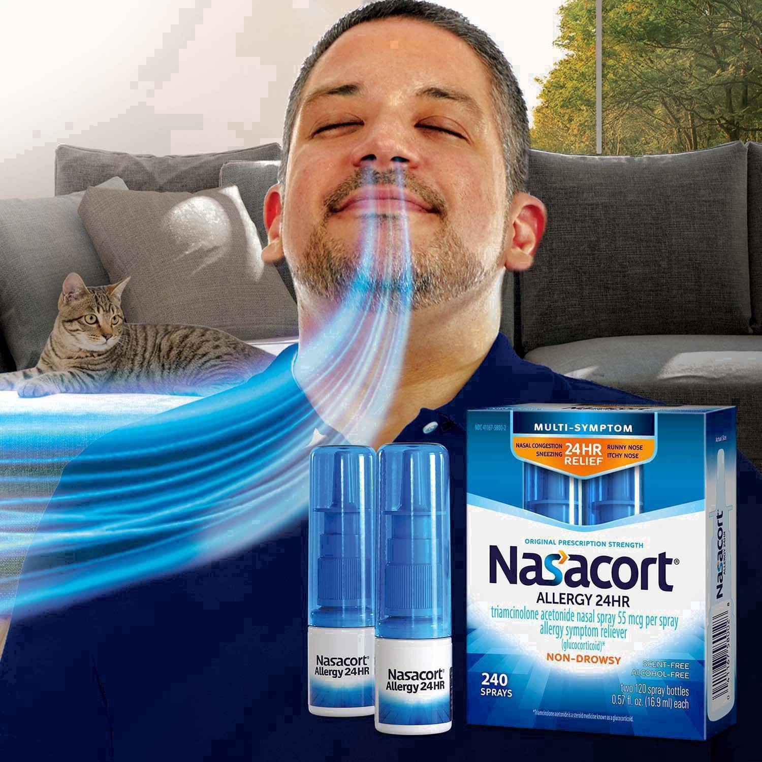 slide 45 of 62, Nasacort Allergy Relief Spray - Triamcinolone Acetonide - 1.14 fl oz, 0.57 fl oz