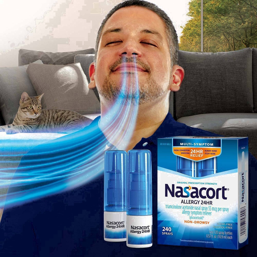 slide 51 of 62, Nasacort Allergy Relief Spray - Triamcinolone Acetonide - 1.14 fl oz, 0.57 fl oz