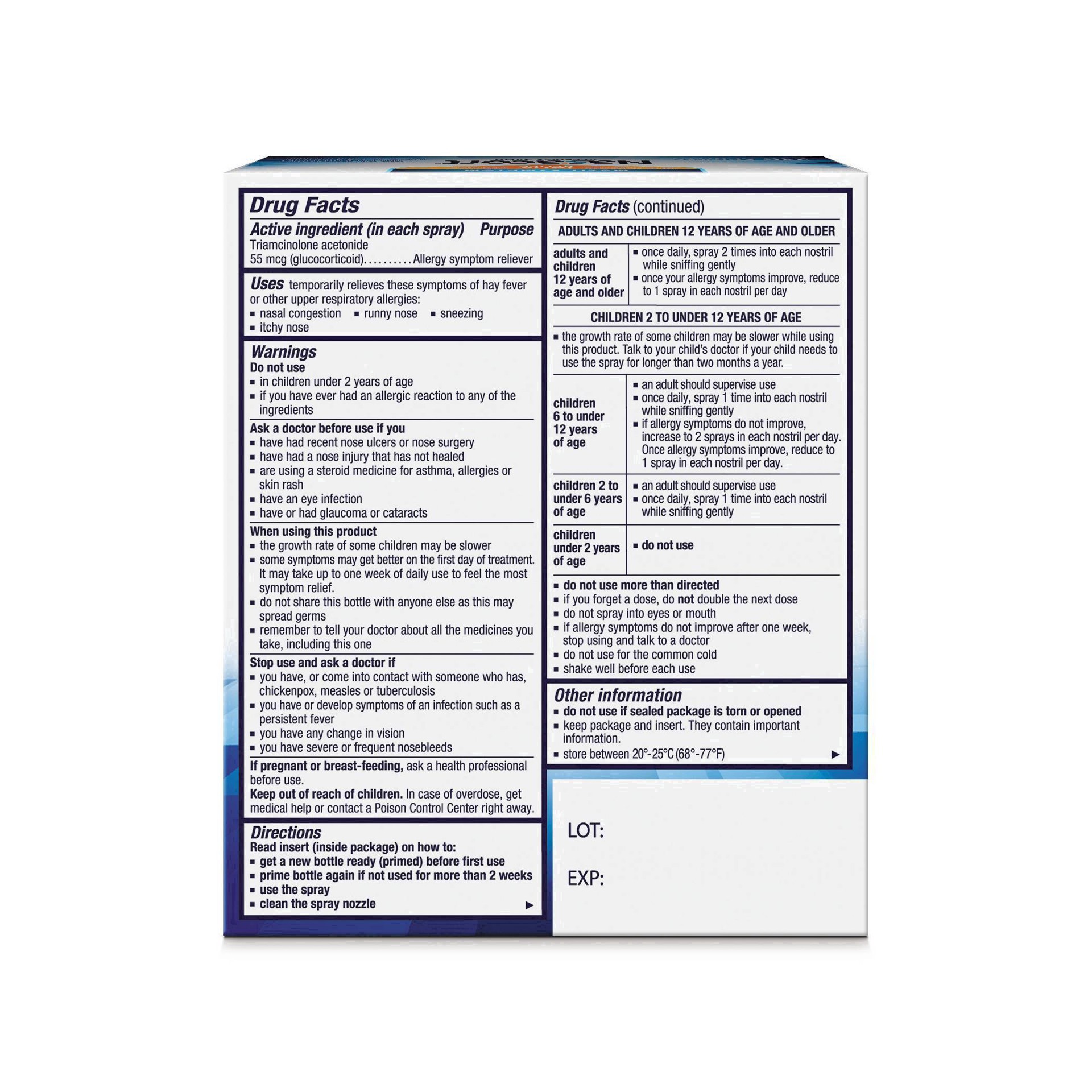 slide 20 of 62, Nasacort Allergy Relief Spray - Triamcinolone Acetonide - 1.14 fl oz, 0.57 fl oz