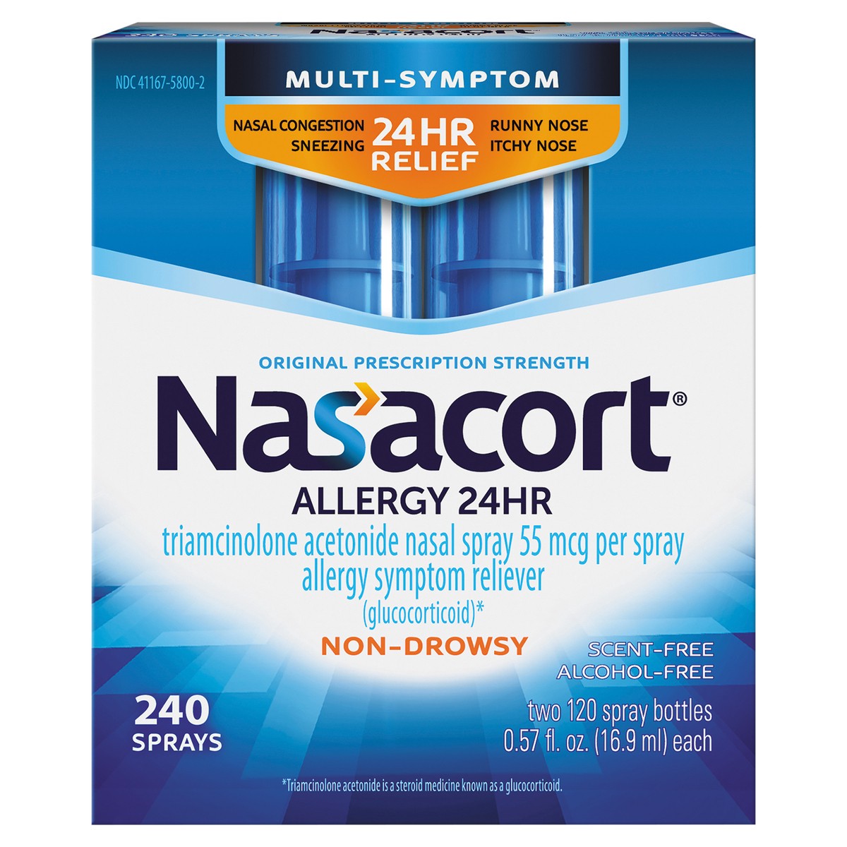 slide 1 of 62, Nasacort Allergy Relief Spray - Triamcinolone Acetonide - 1.14 fl oz, 0.57 fl oz