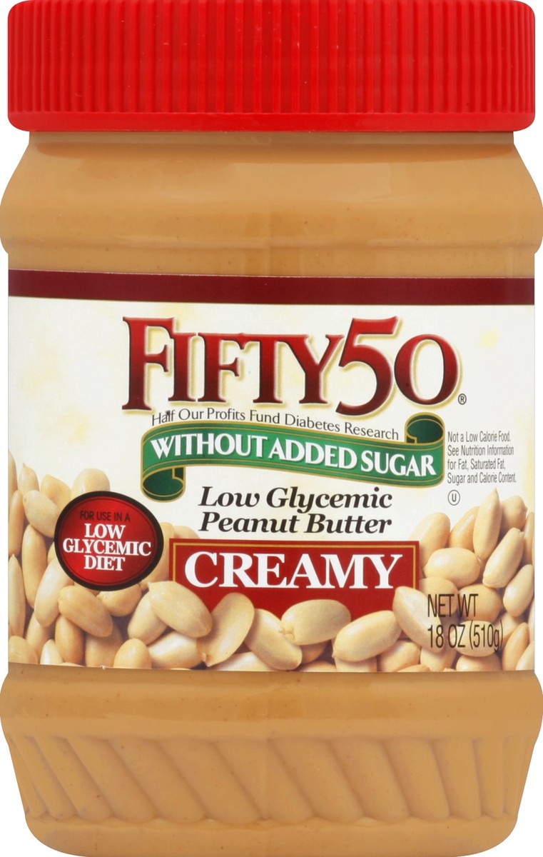 slide 2 of 2, FIFTY 50 Creamy Peanut Butter Without Added Sugar, 18 oz
