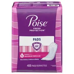 Poise Postpartum Incontinence Feminine Pads for Women - Maximum Absorbency - Regular - 48ct