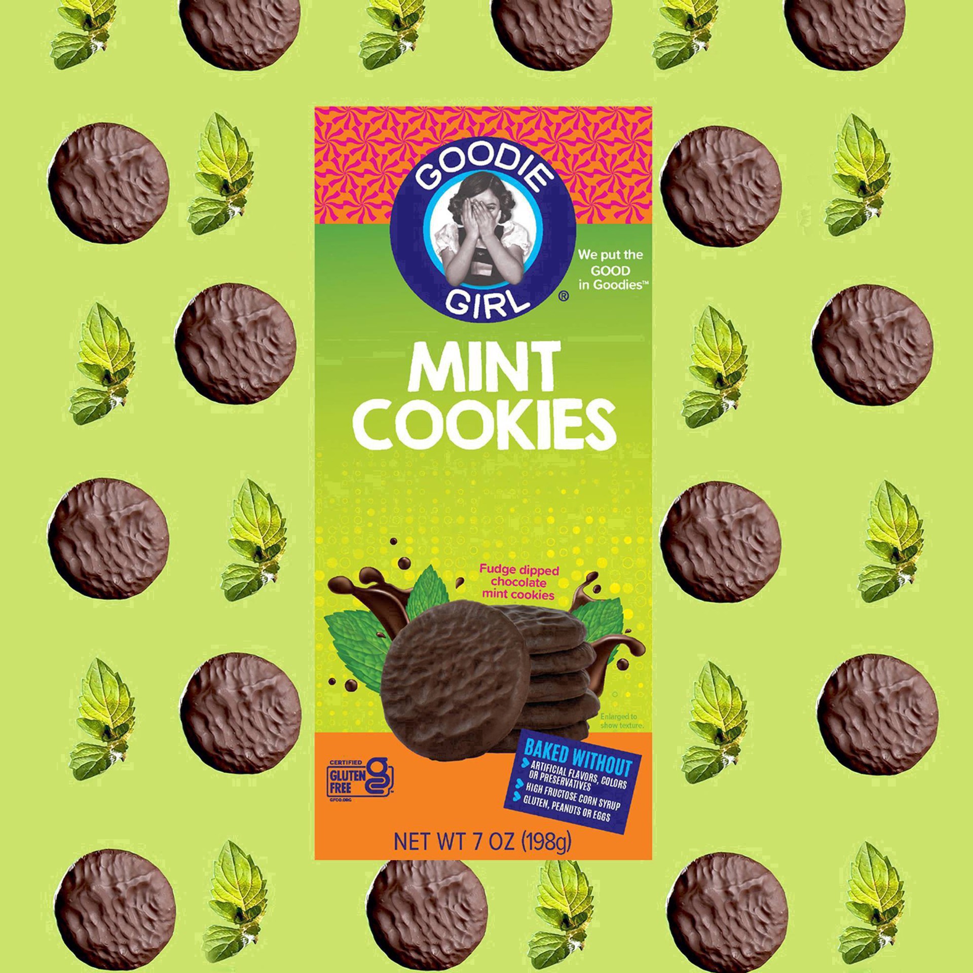 slide 74 of 137, Goodie Girl Fudge Dipped Chocolate Mint Cookies, 7 oz