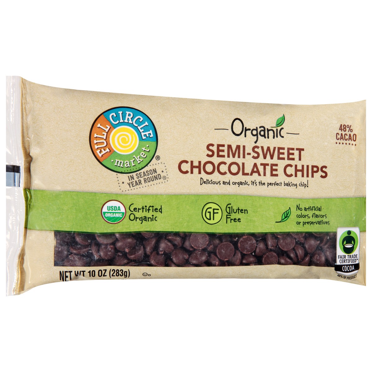 slide 7 of 9, Full Circle Market Organic 48% Cacao Semi-Sweet Chocolate Chips 10 oz, 10 oz