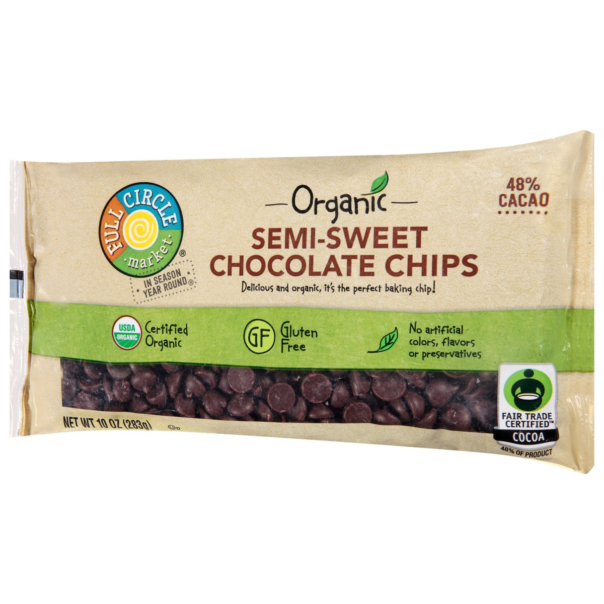 slide 8 of 9, Full Circle Market Organic 48% Cacao Semi-Sweet Chocolate Chips 10 oz, 10 oz