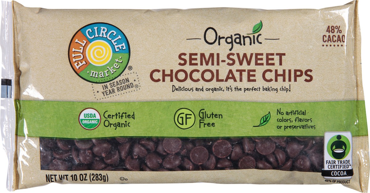 slide 4 of 9, Full Circle Market Organic 48% Cacao Semi-Sweet Chocolate Chips 10 oz, 10 oz