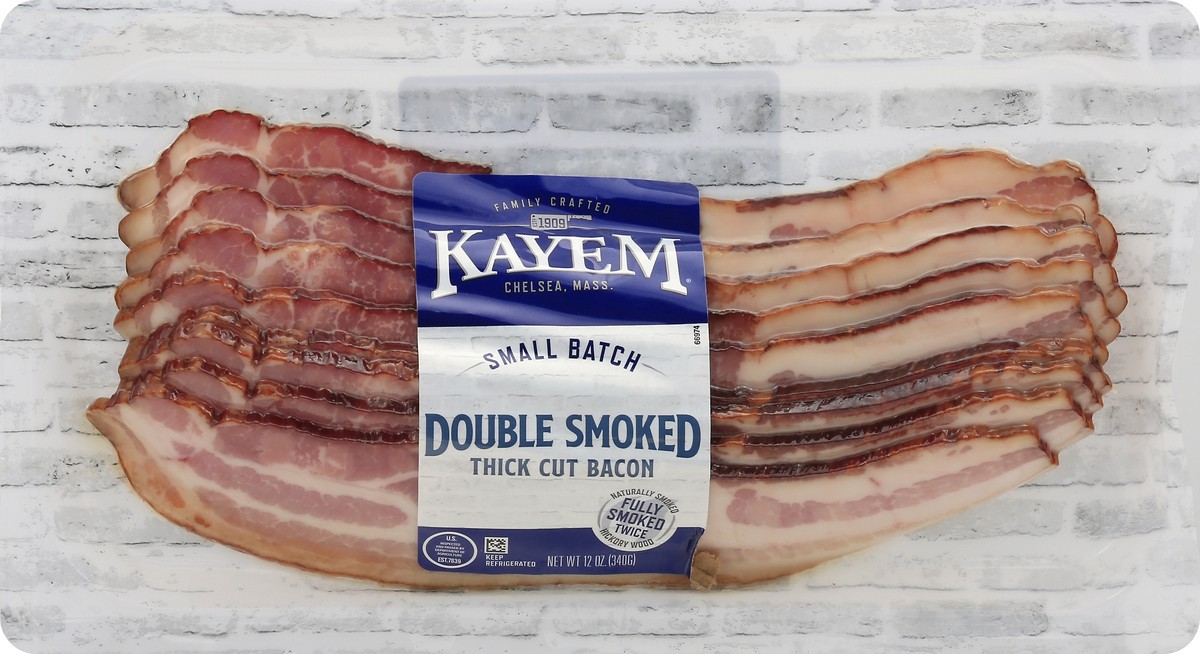 slide 3 of 7, Kayem Double Smoked Thick Cut Bacon 12 oz, 12 oz