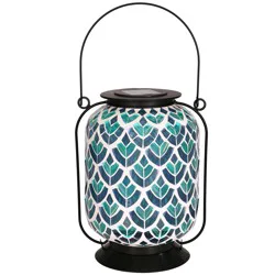Evergreen Mermaid Mosaic Glass Solar Hanging Lantern