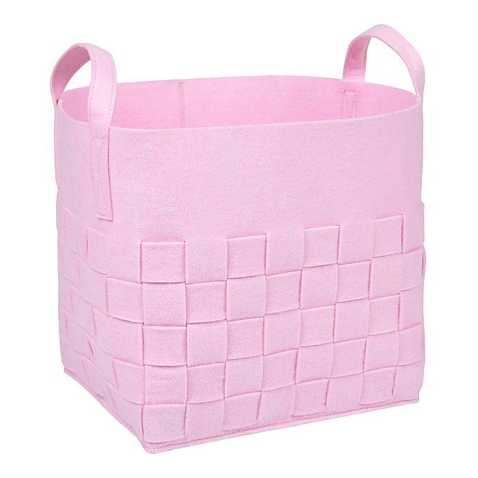 slide 1 of 3, Sammy & Lou Woven Felt Storage Cube - Pink, 1 ct