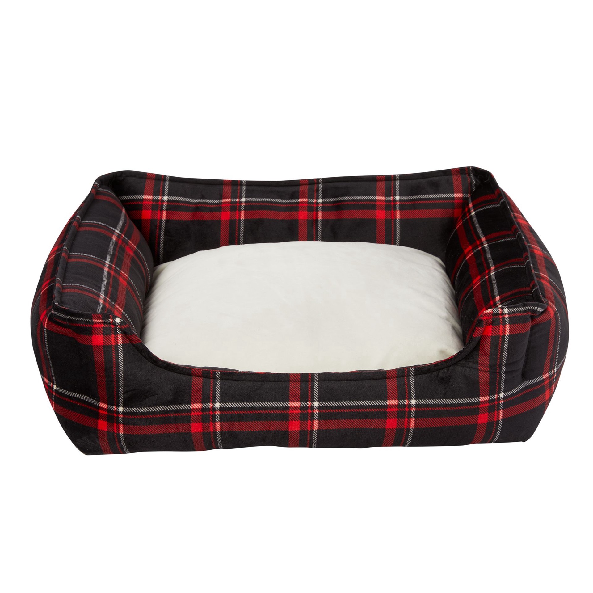 slide 1 of 1, Value Beds Holiday Plaid Cuddler Dog Bed, 18.5 inl x 20.5 inw x 7 inh