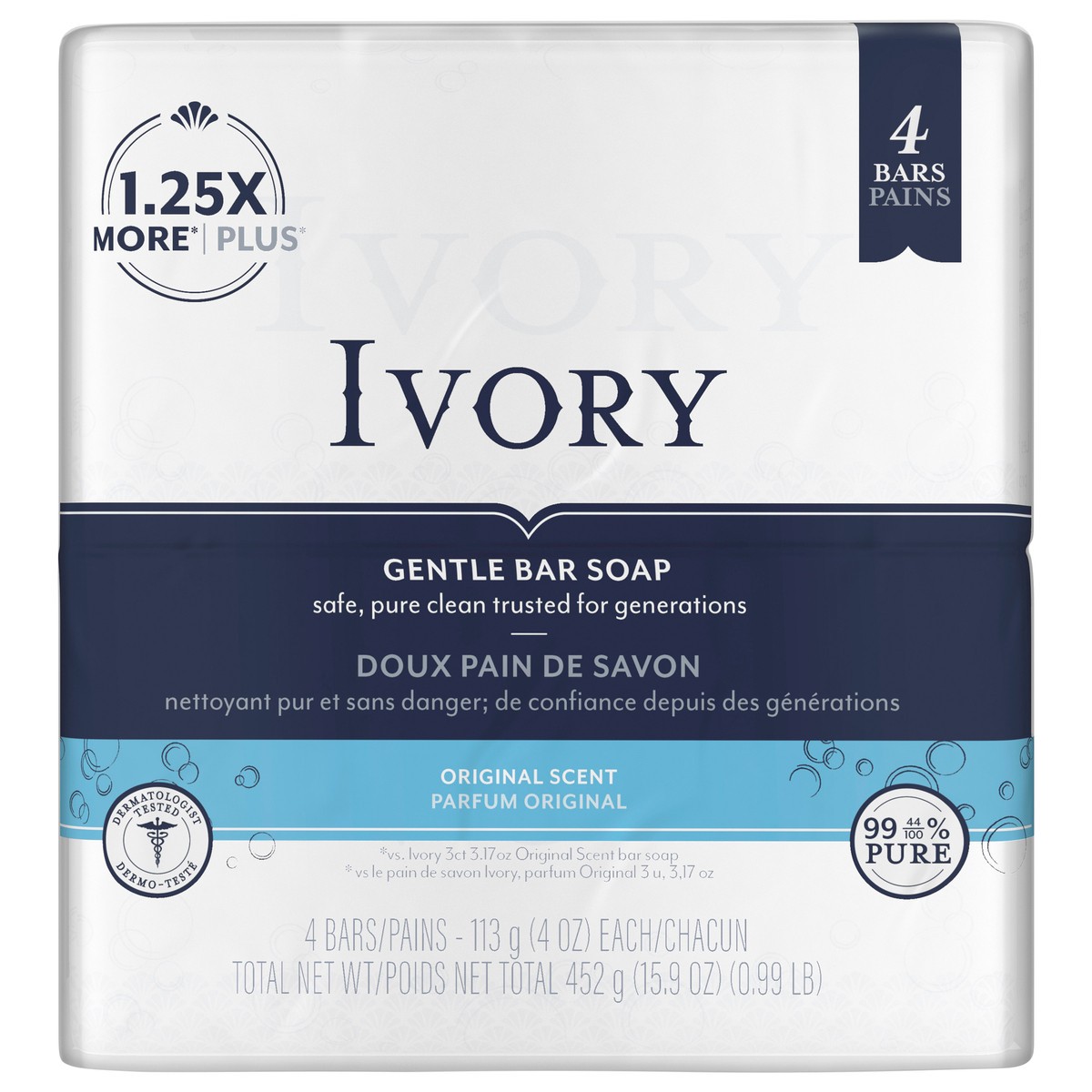 slide 1 of 3, Ivory Gentle Bar Soap Original Scent 4 Oz., 4 Count, 4 ct