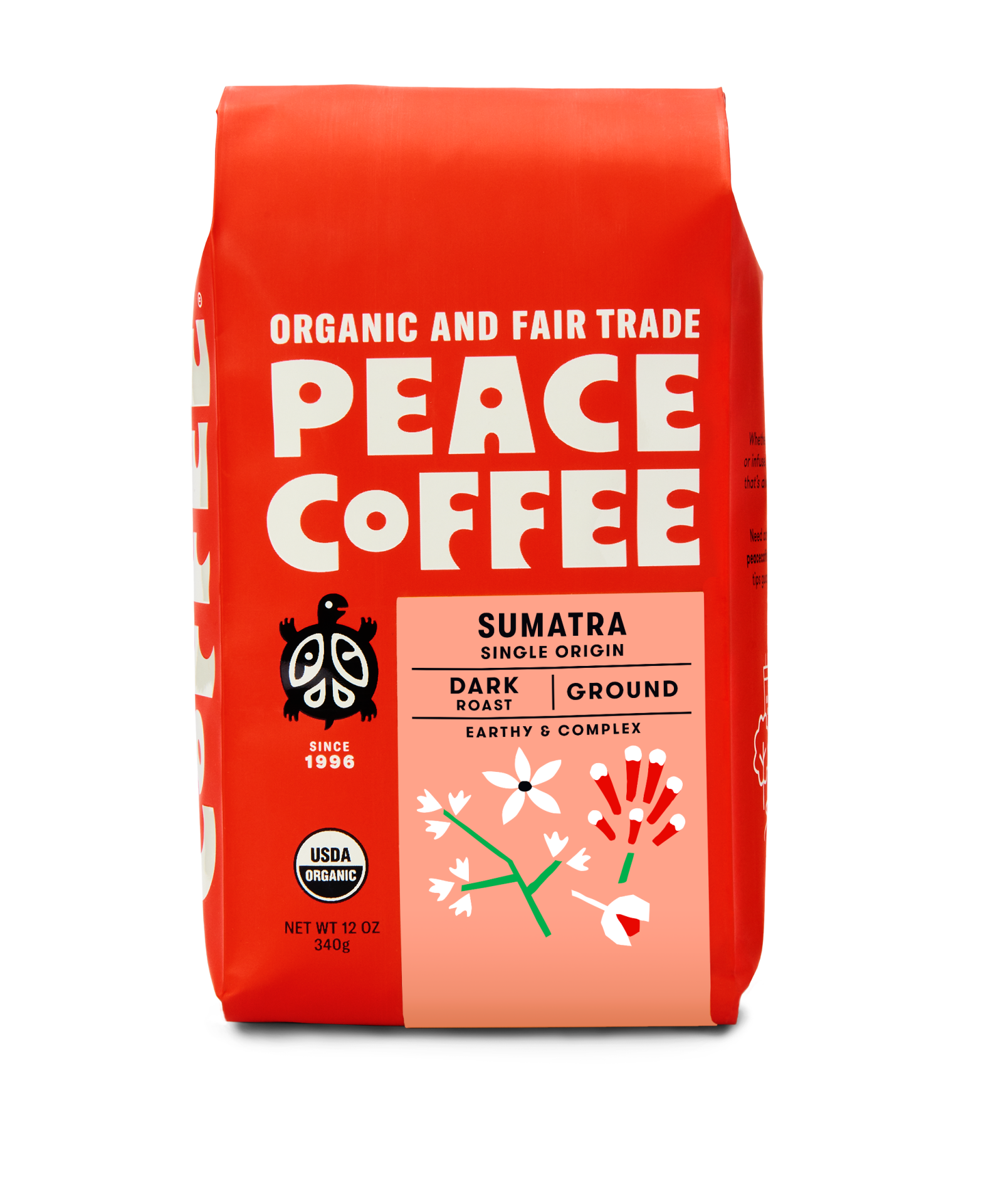 slide 1 of 1, Peace Coffee Sumatran Organic Italian Roast Ground Coffee, 12 oz