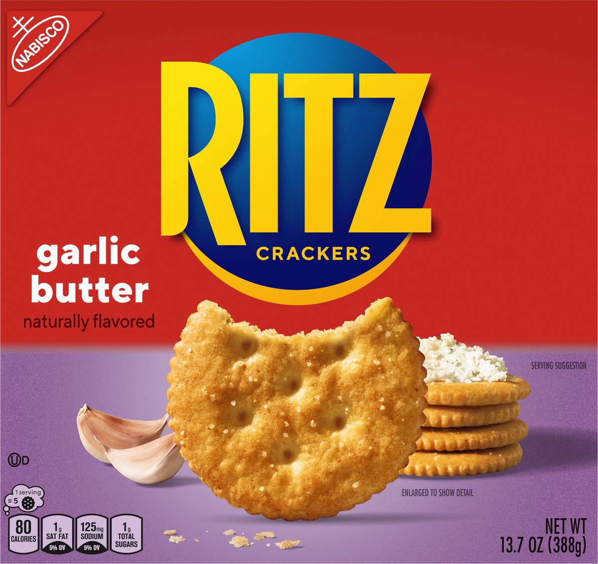 slide 4 of 9, RITZ Garlic Butter Crackers, Snacks for Kids and Adults, Lunch Snacks, 13.7 oz, 13.7 oz