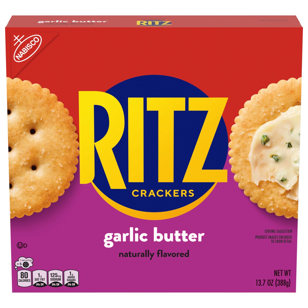 slide 1 of 9, RITZ Garlic Butter Crackers, Snacks for Kids and Adults, Lunch Snacks, 13.7 oz, 13.7 oz