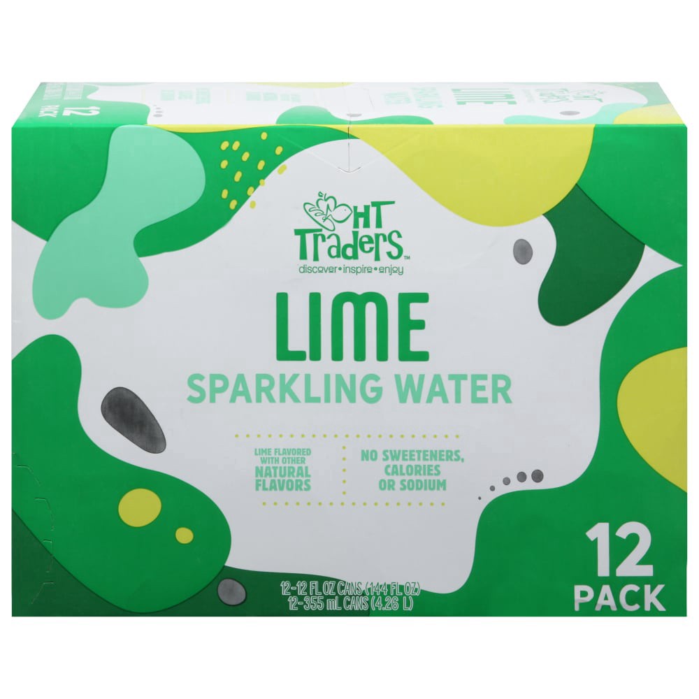 slide 2 of 3, Harris Teeter Traders Lime Sparkling Wate, 12 ct; 12 fl oz