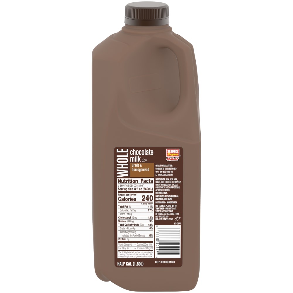 slide 1 of 1, King Soopers Chocolate Milk, 1/2 gal