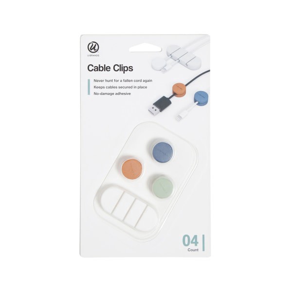 slide 4 of 6, U Brands® Adhesive Cord Organizer Clips, Multicolor, Set Of 4 Clips, 1 ct