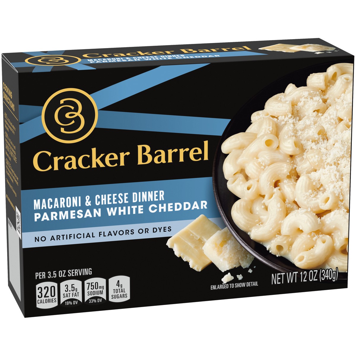 slide 7 of 14, Cracker Barrel Parmesan White Cheddar Macaroni and Cheese Dinner, 12 oz Box, 12 oz