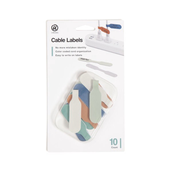 slide 2 of 7, U Brands® Hook-and-Loop Cable Organizer Cord Labels, Multicolor, Set Of 10 Labels, 1 ct