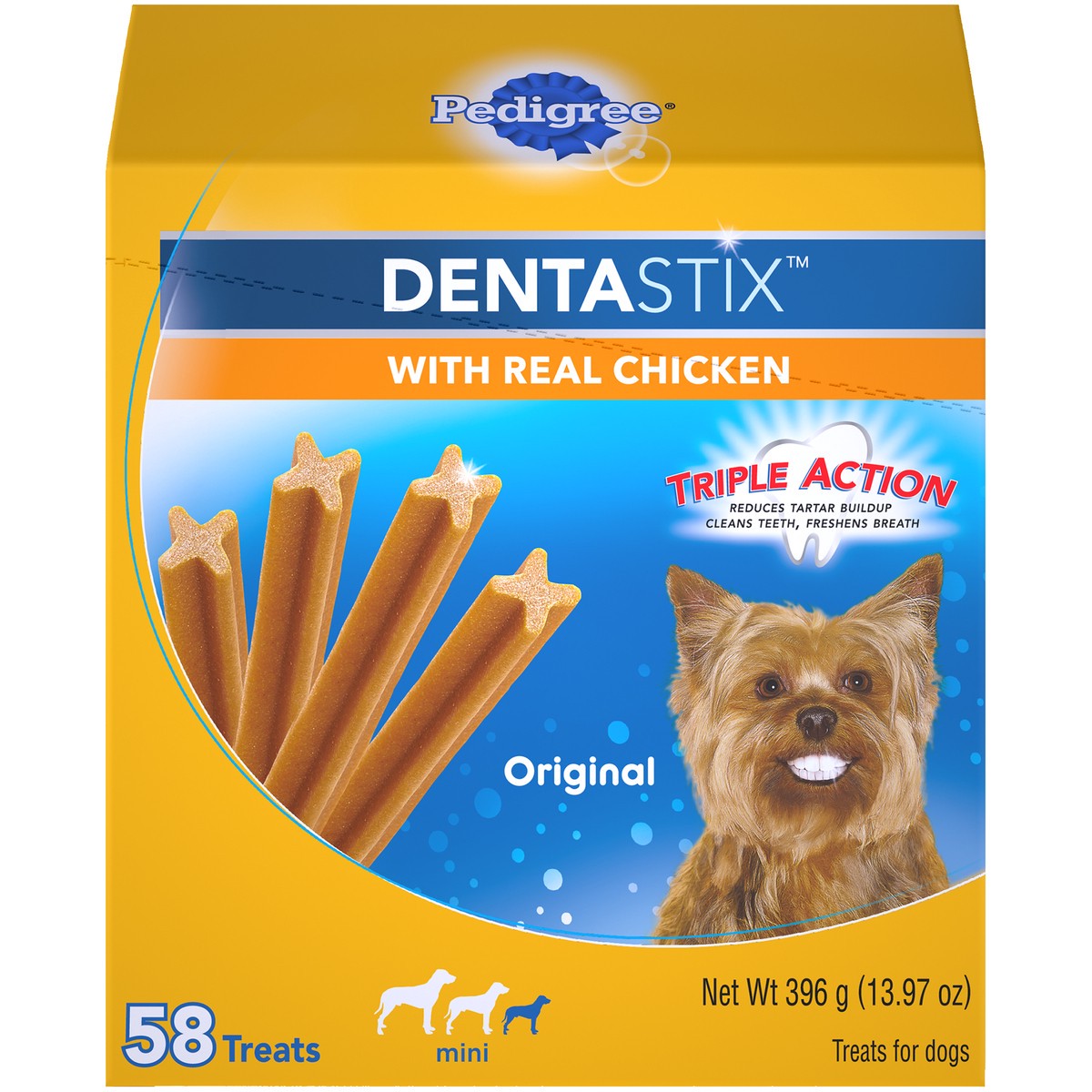 slide 1 of 9, Pedigree Dentastix Original Toy/Small Treats For Dogs, 58 ct; 13.97 oz