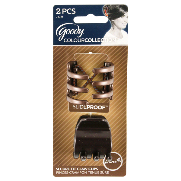 slide 1 of 2, Goody Color Collection Brown 1/4 Claw Clips, 2 ct